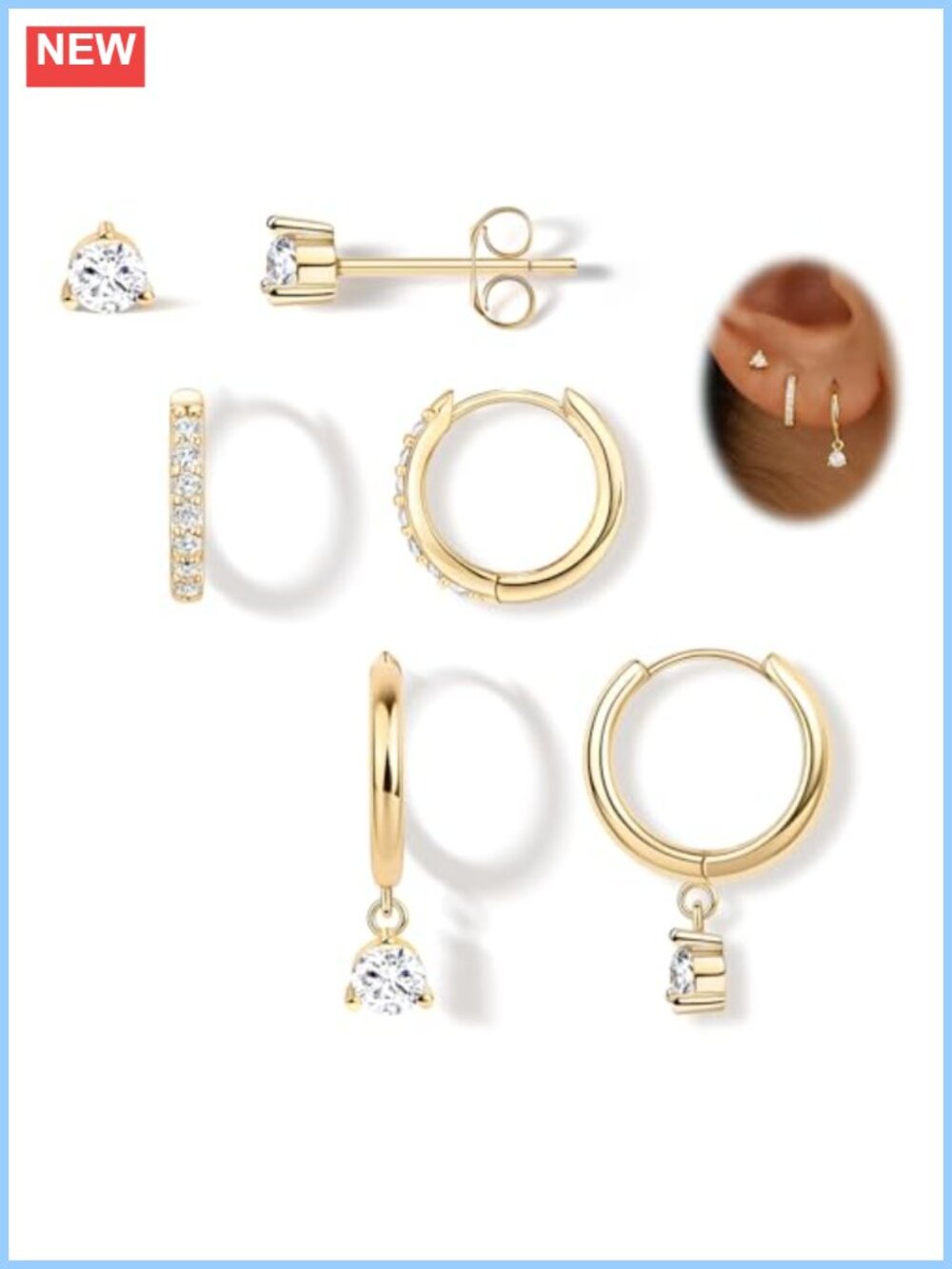 14K Gold Filled Brass Sterling Silver Post Dainty Huggie Hoop Dangle Stud